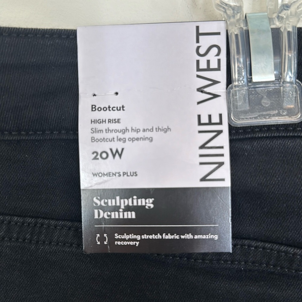 NWT Nine West Black Bootcut Jeans 20W High Rise Denim Stretch Leg Slit - Picture 8 of 12